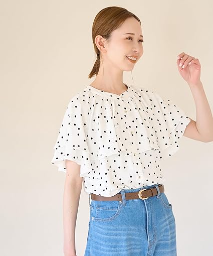 ☆美品☆ ROPE' ロペ　ドット柄　フリル　ブラウス　カットソー☆ ROPE' PICNIC（ロペピクニック）の「ドット/無地フリルブラウス